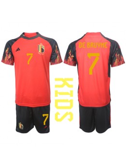 Belgien Kevin De Bruyne #7 Replika Hemmakläder Barn VM 2022 Kortärmad (+ byxor)